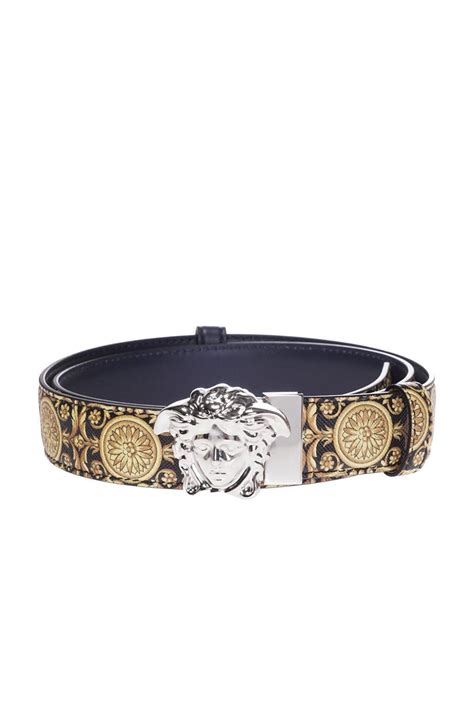 used versace leather multicolor medusa-buckle belt black men's 32in 80cm